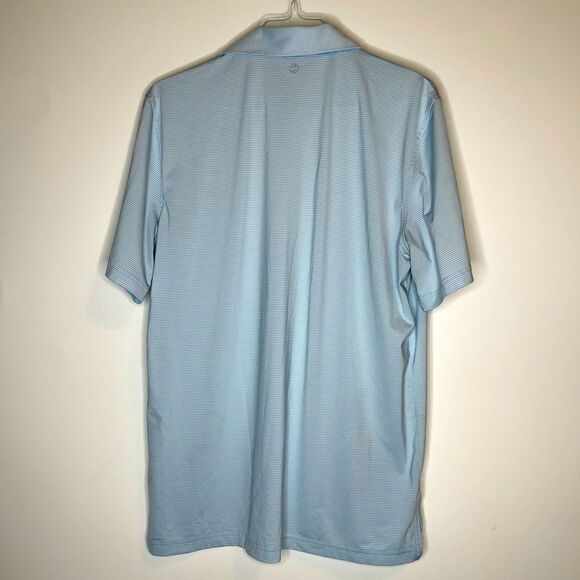 Stitch Caribbean Blue-White Striped Short Sleeve Polo in Size Large - Picture 4 of 6